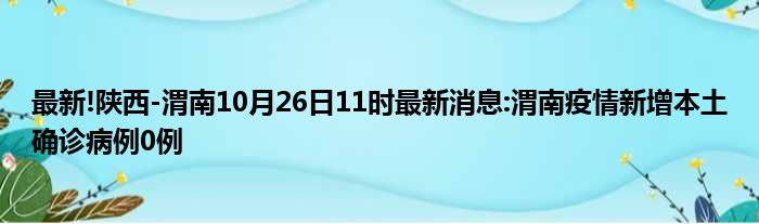 最新!陕西-渭南10月26日11时最新消息:渭南疫情新增本土确诊病例0例