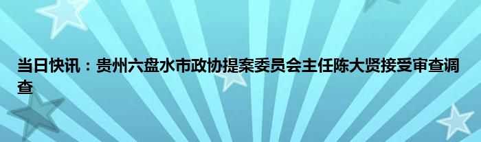 贵州六盘水市政协提案委员会主任陈大贤承受检查调查 