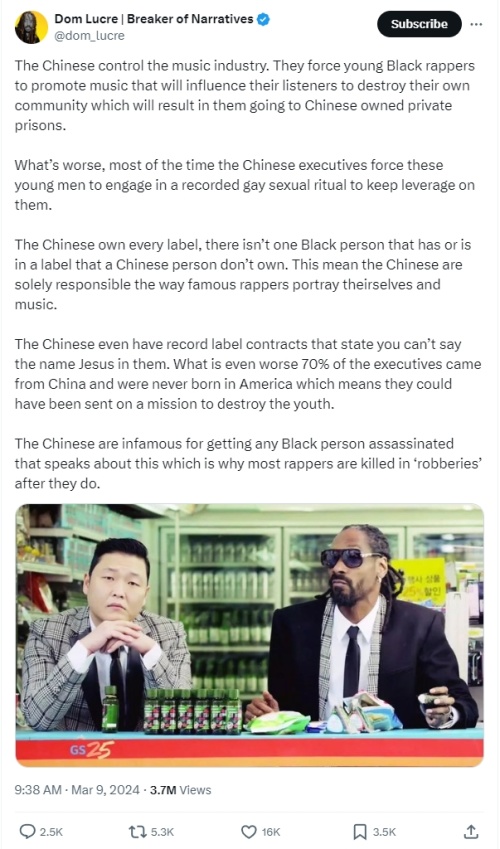 非裔网红说“中国人”控制美国说唱产业？仔细一看，这事太魔幻了